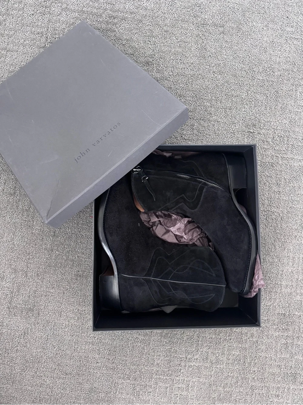 John Varvatos Black Suede Rancher Boots Men’s Size 11 Made in Italy – New in Box